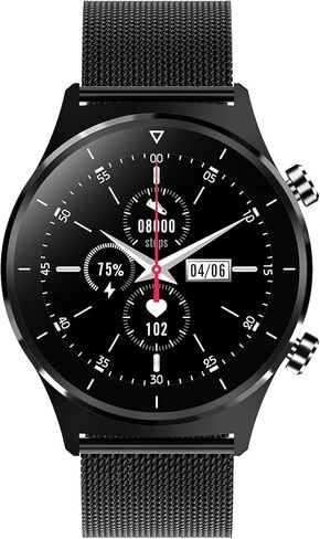 ساعة ذكية من الفولاذ الأسود للرجال، شاشة لمس 1.28 بوصة، 24 وضعًا للتمرين، واجهة رئيسية أربعة واجهة مستخدم ذاتية التحديد، شاشة عرض معدل ضربات القلب، مراقبة النوم، ضغط الدم in Kuwait