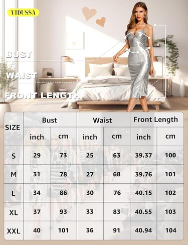 VIDUSSA Glitter Sparkly Dresses for Women - Spaghetti Strap V Neck Metallic Dress Ruched Bodycon Midi Cocktail Party Dress in Saudi Arabia