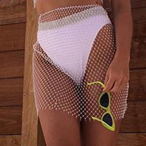 Asooll الأبيض شبكة كريستال تنورة حجر الراين شبكة صيد السمك التنانير الرقص الشرقي وشاح الورك موضة حفلة الهذيان مجوهرات الجسم للنساء والفتيات in Kuwait