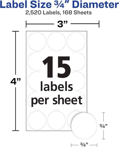 Avery Multi-Use Removable Labels, 3/4 Inch Round Stickers, White, Non-Printable, 8 Packs, 2,520 Blank Labels Total (21935) in Saudi Arabia