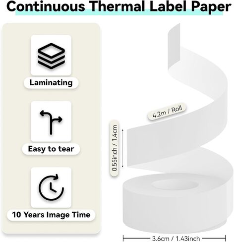 Label Maker Tape 0.55" x 13.7ft, Self-Adhesive Continuous Sticker Thermal Paper, Compatible with L1 D30 D110 E10 P21 Label Maker Machine for Home School Office, 1 Roll, Blue in Saudi Arabia