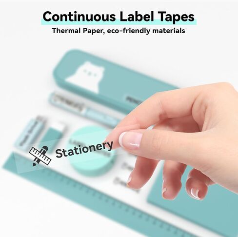 Label Maker Tape 0.55" x 13.7ft, Self-Adhesive Continuous Sticker Thermal Paper, Compatible with L1 D30 D110 E10 P21 Label Maker Machine for Home School Office, 1 Roll, Blue in Saudi Arabia