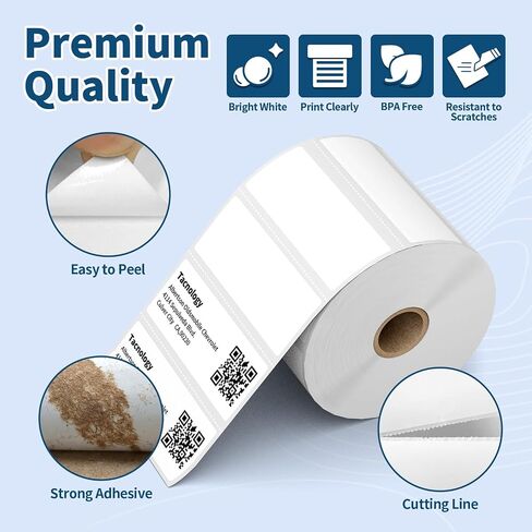 1 Roll 3" x 1" Direct Thermal Labels - 1300 Labels Barcode & Postage FBA Address Labels - Adhesive & Perforated - Compatible with Rollo, Zebra, Munbyn, Polono, and More Desktop Printers in Saudi Arabia