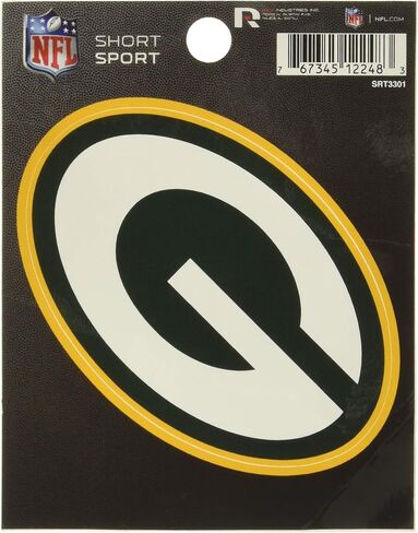 Rico Industries NFL Football Green Bay Packers Short Sport Decal 3.75' x 4.75' Die Cut Team Logo Short Sport Decal in Saudi Arabia