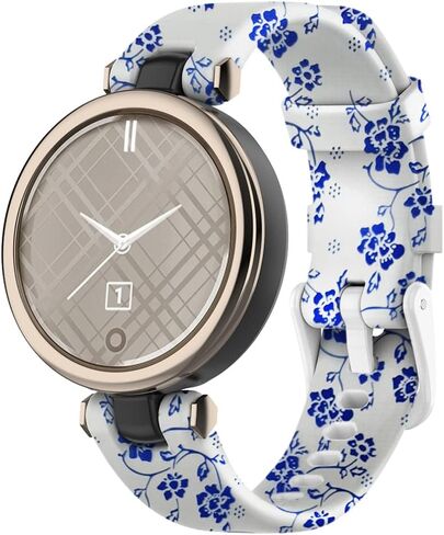 متوافق مع أحزمة نمط الساعة الذكية Garmin Lily الإصدار الرياضي الكلاسيكي لـ Garmin Lily Women Girl استبدال السيليكون الناعم للأشرطة (البورسلين الأزرق والأبيض) in Kuwait