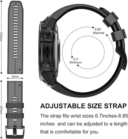 Compatible for Garmin Fenix 5x Band, 26mm Quick Fit Silicone Strap for Fenix 5X Plus, Fenix 6X, Fenix 6X Pro, Fenix 7X，Fenix 3 Smartwatch in Saudi Arabia