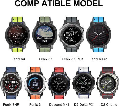 Compatible for Garmin Fenix 5x Band, 26mm Quick Fit Silicone Strap for Fenix 5X Plus, Fenix 6X, Fenix 6X Pro, Fenix 7X，Fenix 3 Smartwatch in Saudi Arabia