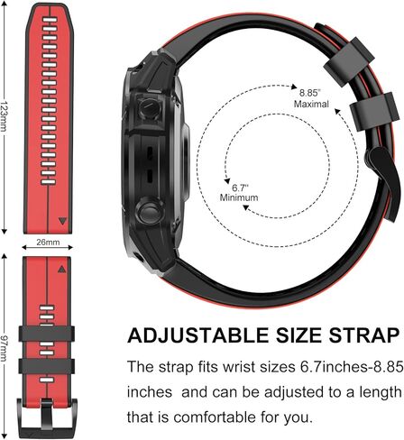 متوافق مع Garmin Fenix ​​5x Band، حزام سيليكون سريع التركيب 26 مم لـ Fenix ​​5X Plus، Fenix ​​6X، Fenix ​​6X Pro، Fenix ​​7X، Fenix ​​3 Smartwatch in Kuwait