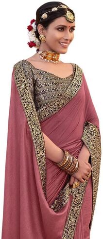 ساري حريمي من البوليستر المصبوغ والدانتيل من قماش الجاكار مع قطعة بلوزة غير مخيطة in Kuwait