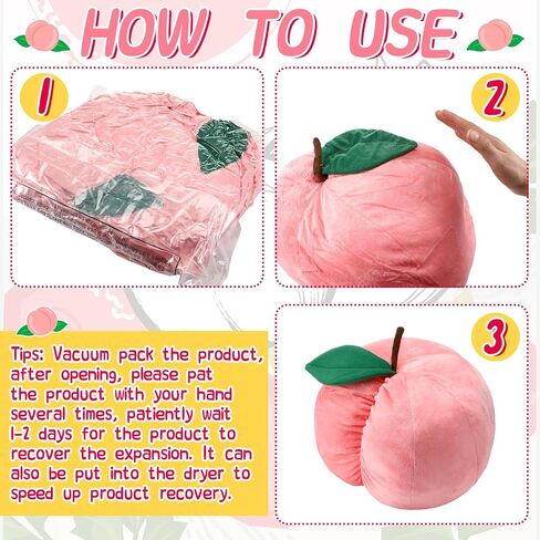 Peach Plush Decorative Cute Fruit Plush Pillow Kawaii Hugging Plushies Gift Soft Novelty Pillow Toy Peach Shaped Cushion Seat Decor for Kids Girl Home in Saudi Arabia