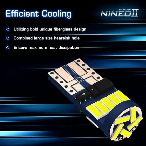 NINEO T10 LED BULBS 10 قطع، 194 921 مع 15-SMD 4014 رقائق 6000K أبيض للسيارة الداخلية باب قبة خريطة احتياطية عكس لوحة الترخيص مجاملة الجانب علامة وقوف السيارات جذع صندوق القفازات الخفيفة in Kuwait