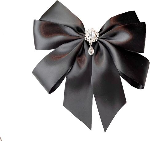 Big Ribbon Bow Tie Brooch Pins for Women Girls Crystal Uniform Pre-Tied Bowknot Corsage Party Ceremony Accessories in Saudi Arabia