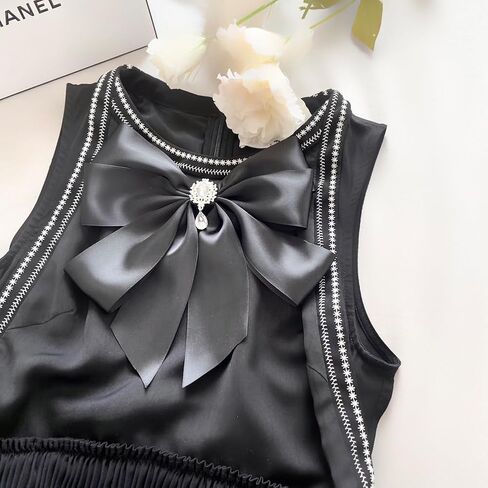Big Ribbon Bow Tie Brooch Pins for Women Girls Crystal Uniform Pre-Tied Bowknot Corsage Party Ceremony Accessories in Saudi Arabia