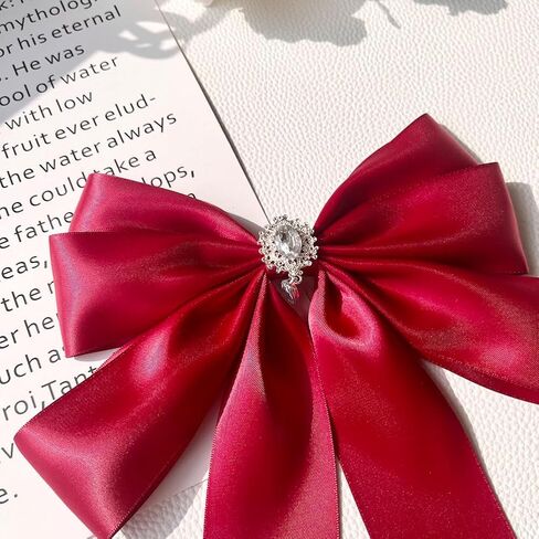 Big Ribbon Bow Tie Brooch Pins for Women Girls Crystal Uniform Pre-Tied Bowknot Corsage Party Ceremony Accessories in Saudi Arabia