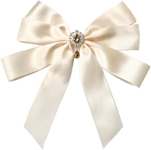 Big Ribbon Bow Tie Brooch Pins for Women Girls Crystal Uniform Pre-Tied Bowknot Corsage Party Ceremony Accessories in Saudi Arabia