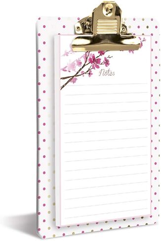 Graphique Blossom Clipboard, Highly-Durable and Sturdy Re-Useable Board with Polka Dot Design, Includes Matching 80 Page Floral Notepad, 6" x 10" x 0.75" in Saudi Arabia