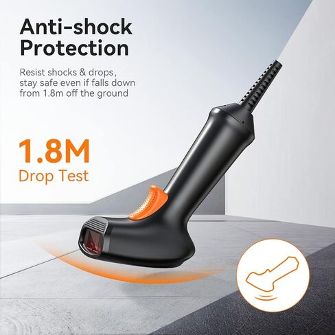 Barcode Scanner, Handheld Inventory 1D Bar Code Scanners for Computer, Automatic Label UPC EAN Reader with 6ft/2m Long USB Cable Used for Supermarket Warehouse Library and More in Saudi Arabia