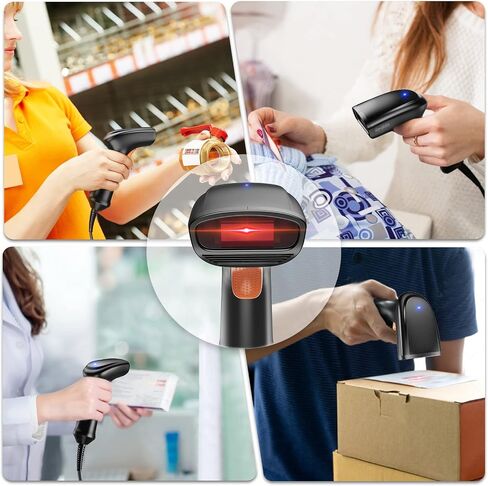 Barcode Scanner, Handheld Inventory 1D Bar Code Scanners for Computer, Automatic Label UPC EAN Reader with 6ft/2m Long USB Cable Used for Supermarket Warehouse Library and More in Saudi Arabia