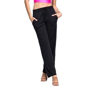 Wide Leg Jogger Pants with Pockets Casual Elastic Waist Lounge Pants Lightweight Soft Comfy Straight Leg Pants