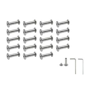 20-Pair Silver Hex Drive Socket Cap Bolts Kit, 20-Piece Socket Cap Bolts Screws M4×10mm, 20-Piece Barrel Nuts Screw Caps M4×25mm, with 1-Piece Hex Key Wrench M2.5