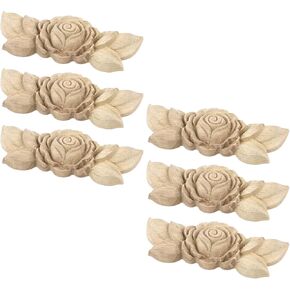 6pcsrose الخشب منحوتة يزين راصعة، ارتفع الخشب منحوتة onlays يزين زهرة الخشب زهرة منحوتة الزاوية راصعة زين باب مجلس الوزراء لخزانة خزانة جدار مضمد السرير خزانة ديكور in Kuwait