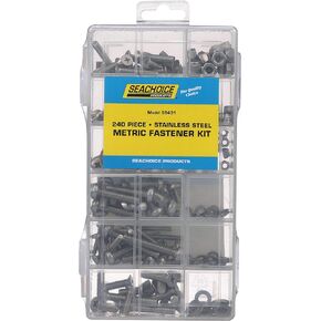 Seachoice Stainless Steel Metric Machine Screw Kit, 240 Piece, Includes M4, M5 and M6 Screws of Various Lengths