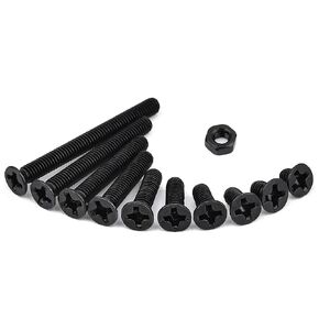 براغي آلة غاطسة ذات رأس مسطح M3x8mm وصواميل سداسية سوداء، محرك فيليبس، خيط كامل، (200 قطعة)