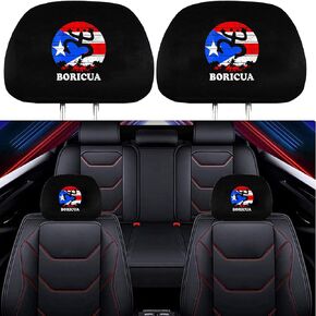2 Pack Headrest Covers for Puerto Rico Flag Boricua Coqui, Seat Cover Accessories Car Headrest Protector Universal Fit to All Car/Truck Models (Puerto Rico Flag Coqui)