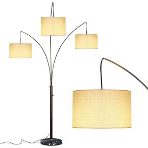 Brightech Trilage Arc Floor Lamp for Living Room, Multi Head Tree Floor Lamp for Bedroom, 3 Lights Standing Lamps Hanging Over The Couch - Black