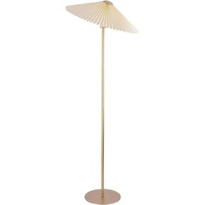 KUNJOULAM Pleated Floor Lamp, Gold Pole Floor Lamps, Simple Design Tall Lamp with Beige Lampshade, Standing Lamp for Living Room, Bedroom, Office, Home