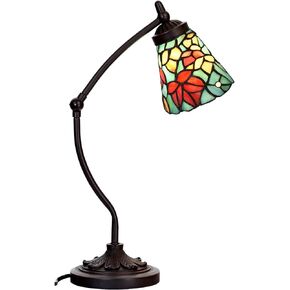 Bieye L10893 Maple Leaves Tiffany-Style Stained Glass Swing Arm Desk Lamp, 19-inch Tall
