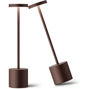 YHT Rechargeable Cordless Table Lamp, 10.25in Small Outdoor Portable Battery Operated Desk Lamps 2 Levels Dimmable Powered Night Light for Dining Restaurant Bar Garden Patio Bedroom Grey