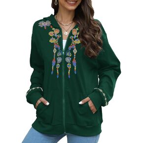 Women's 2023 Long Sleeve Zipper Cardigan Sweaters for Women Hooded Cardigan Jackets Outerwear Coats with Pockets