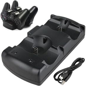 PS3 Dual Controller Charger, KlsyChry Playstation 3 Controller Charger PS3/ Move Docking Charging Station Dock Stand 2 in 1 with LED Light Indicator & USB Charging Cable