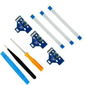 CTHTBZ 3PCS JDS-001 Charging Port for PS4 Controller, Replacement Micro USB Adaptor Charger Socket Board Connector Module Assembly Connector for Playstation 4 DualShock 4， Flex Cable,Screwdriver