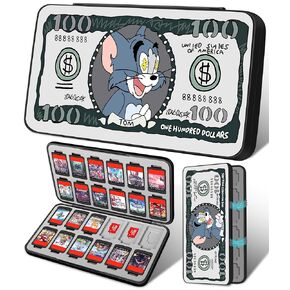 Xinocy for Nintendo Switch Game Case with 24 Game Holder Slots and 24 SD Micro Card Slots for Nintendo Switch/Lite/OLED,Cute Cartoon Games Cartridge Cases for Boys Kids Girls Kawaii Storage Box, Gray