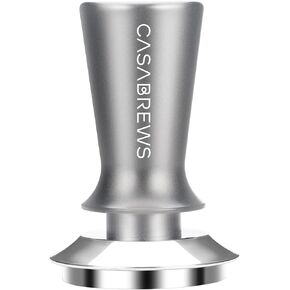 CASABREWS Espresso Tamper 51mm، سدادة قهوة اسبريسو معايرة ممتازة 30 رطلاً مع زنبرك محملة، 100% قاعدة مسطحة من الفولاذ المقاوم للصدأ تناسب فلتر القهوة 51 مم، رمادي