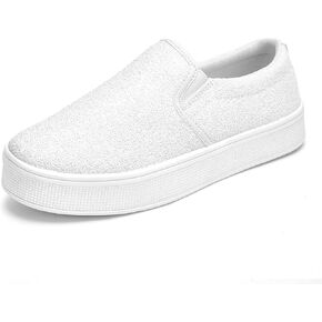 UUBARIS Women's Fashion Loafers Rhinestone Glitter Sneakers Sparkly Tennis Shoes Casual Platform Loafers Bling Slip-on Shoes