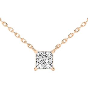 Princess Cut Solitaire Pendant In Lab Grown Diamond For Women in 14k Gold, Platinum IGI Certified (0.50-3 Ct, F-G Color, VS1-VS2 Clarity)