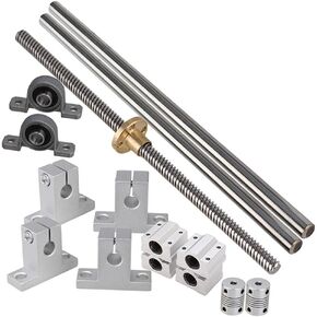Industrial Combination,Ideaker Horizontal 8mm Lead Screw &L400mm Shaft Optical Axis&Pillow Block Bearings Slide Block with Dual Rail Shaft Support &Flexible Shaft Coupling 15pcs