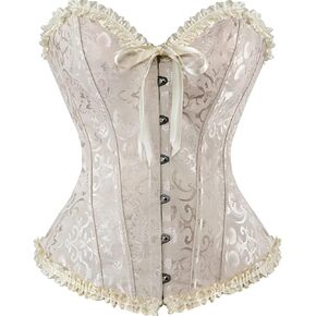 HNGHOU Women's Plus Size Corset Bustier Lace Up Overbust Bustier Lingerie Bodyshaper Tops