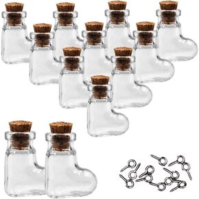 24pcs Small Mini Glass Jars Bottles with Cork Stoppers and Eye Screws - 1ml Tiny Vials Wishing Message Bottle Charms Necklace Decorative Accessories for Wedding Party Favors,Ball Shape