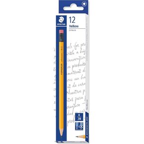 Staedtler Yellow Pencil With Eraser Tip 2B (Pack Of 12)