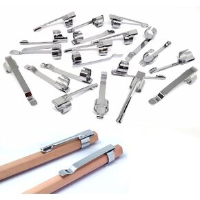 pencil Clips, pencil holder Silver Metal Clips Sliding Epoxy Pen golf pencil Clips Pocket Clips,Clip Shirt Study Holder Portable Hanging 2 Style (20 Pieces)