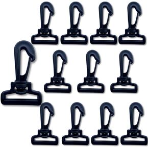 Swivel Lobster Claw Clasps - 12 pcs - Black Plastic Snap Hook - Rotating Design - DIY Crafts, Sewing, Keychain - Purse, Handbags, Backpacks, Luggage Straps - Jewelry Making (1 inch)