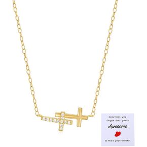 Gold Necklace for Women Girls Dainty 18K Gold Zircon Cross butterfly Pendant Necklace Jewelry Necklace for Teen Girls Gift