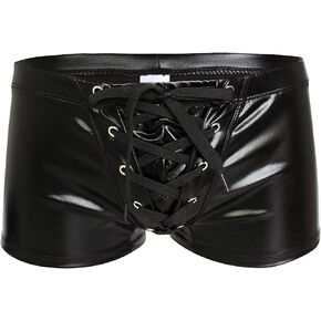 Men's Shiny Metallic Boxer Briefs Drawstring Shorts Pants Swimsuit Trunks Underpants Underwear