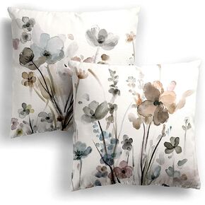 Flower Throw Pillow Covers 16x16 Set of 2, Flowers Pillow Cushion Cases,Decorative Square Pillowcases for Sofa Couch Bedroom Living Room Car