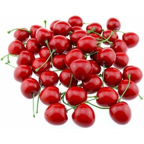 20Pcs Red Artificial Cherries, Fake Cherry Model Lifelike Fruit Cherry Ornament, Home Kitchen Party Decoration Desk Ornament Photography Prop,Fake Cherries,Plastic Cherries,Home Décor Products
