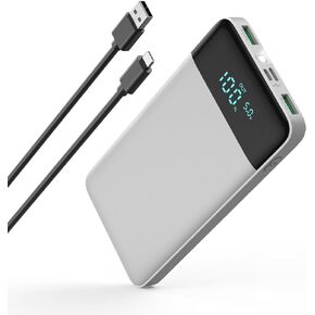 Portable Charger, 10800mAh LCD Display Compact Ultra Slim Power Bank, 20W PD USB-C in&Out Fast Charging Battery Pack,3 Outputs Portable Phone Charger for iPhone 15 14,Samsung Android -Blue